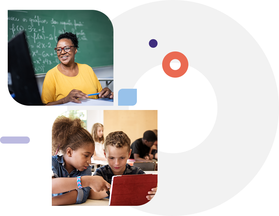 teacher and kids learning